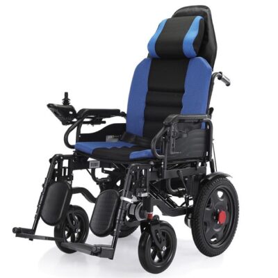 EQUIPMED Power Electric Wheelchair, Wide Bariatric Chair, Comfortable for S-XL, Long Range, Recline Adjustment, Lithium Battery, 16" Wheels, Headrest, Folding