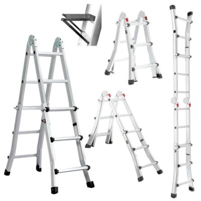 BULLET 2.9m Folding Aluminium Multipurpose Ladder, w/ Workshelf Platform, Spring Assisted Rapid Safety Lock Adjusters