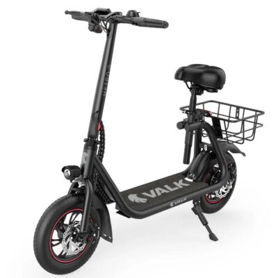 VALK Electric Scooter with Seat, Disc brakes, 12" Tyres, AU Compliant, for Adults, Teens, Commuter, Black