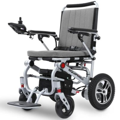 EQUIPMED Ultra-Light Power Wheelchair, Tight Turning, Airline Approved, Folding, ARTG Certified, Aluminium Frame, Lithium Battery, Grey