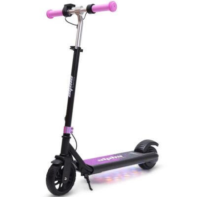 ALPHA Edge Electric Scooter Kids/Teens, 16km/h Max, Adjustable Height, UL Certified, AU Compliant, Dual Brakes, Bluetooth Music, LED, Pink